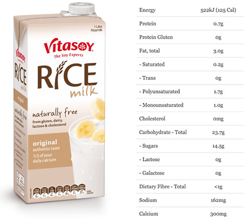 nutrition of vitasoy rice milk